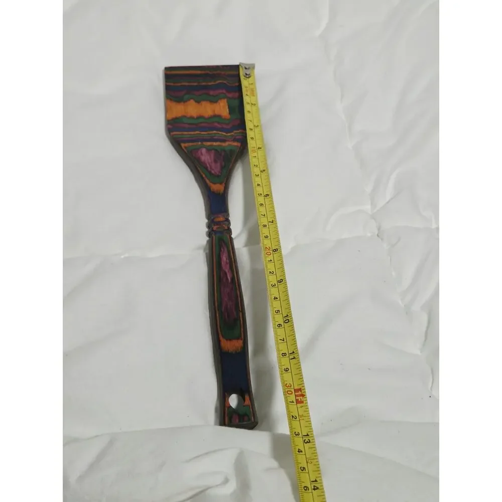 Rainbow Pakkawood Colorful Cooking Spatula Spoon Utensil 12 Inch Boho Retro Deco